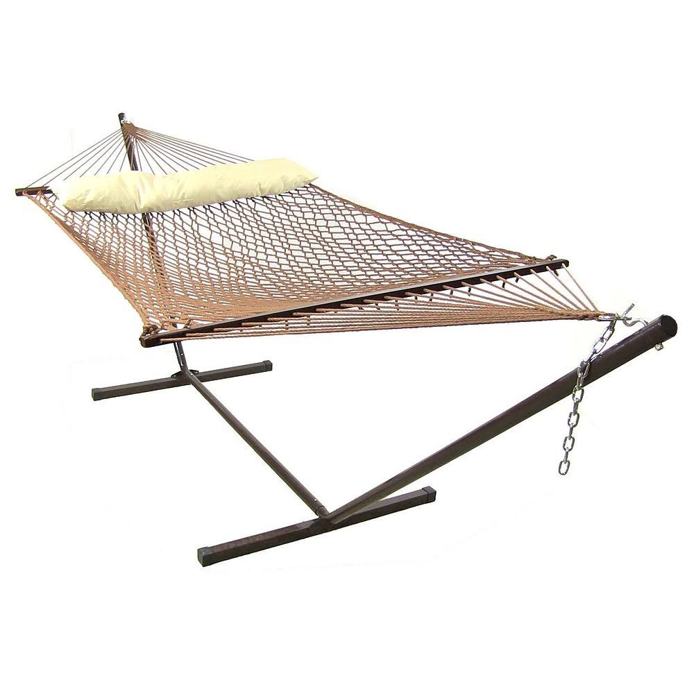 Brown Polyester Rope Hammock with Spreader Bars B6441