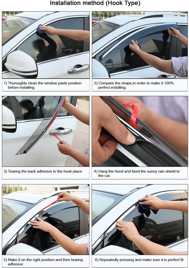 Car Window Visor Vent Shade Deflector Sun Rain Guards S53138