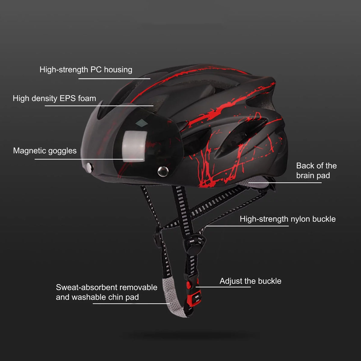 Ultralight Adjustable Cycling Helmet with Goggles N532005