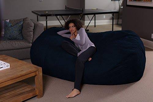 Plush Microsuede Bean Bag Sofa XL Navy V139