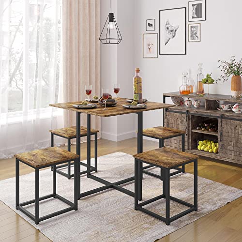 Industrial Dining Table Set for 4 with 4 Stools Z904