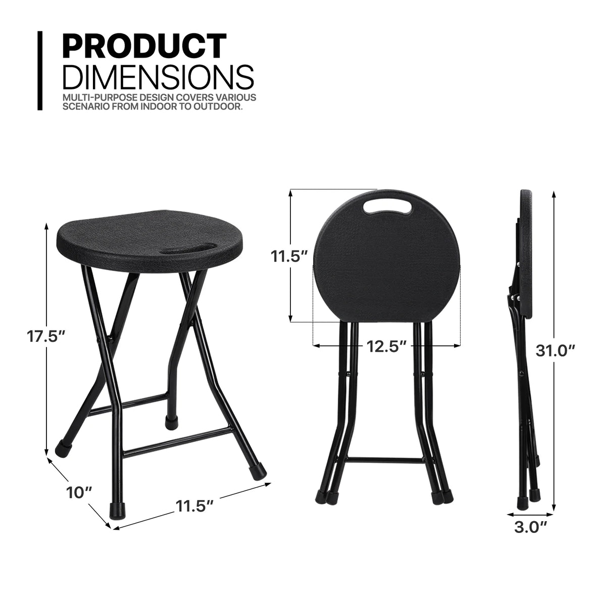 7 Pieces 5 FT Folding Round Table and Chair Set Black K27130