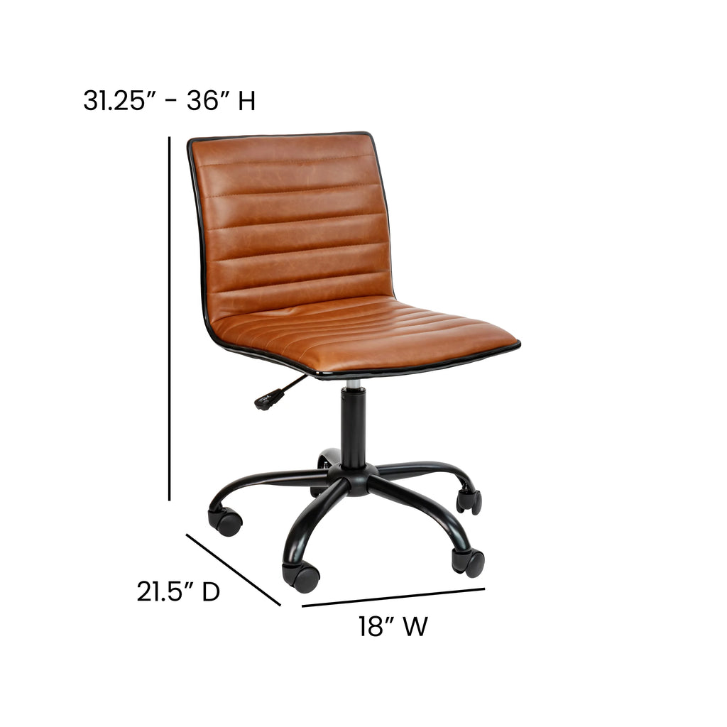 Brown Ribbed Swivel Task Office Chair Y3780