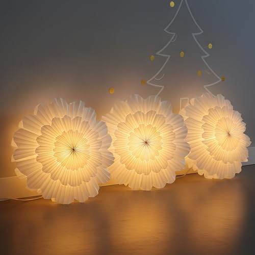 3 Pcs 15.7 Inch Christmas Paper Snowflake Lantern Set K45912