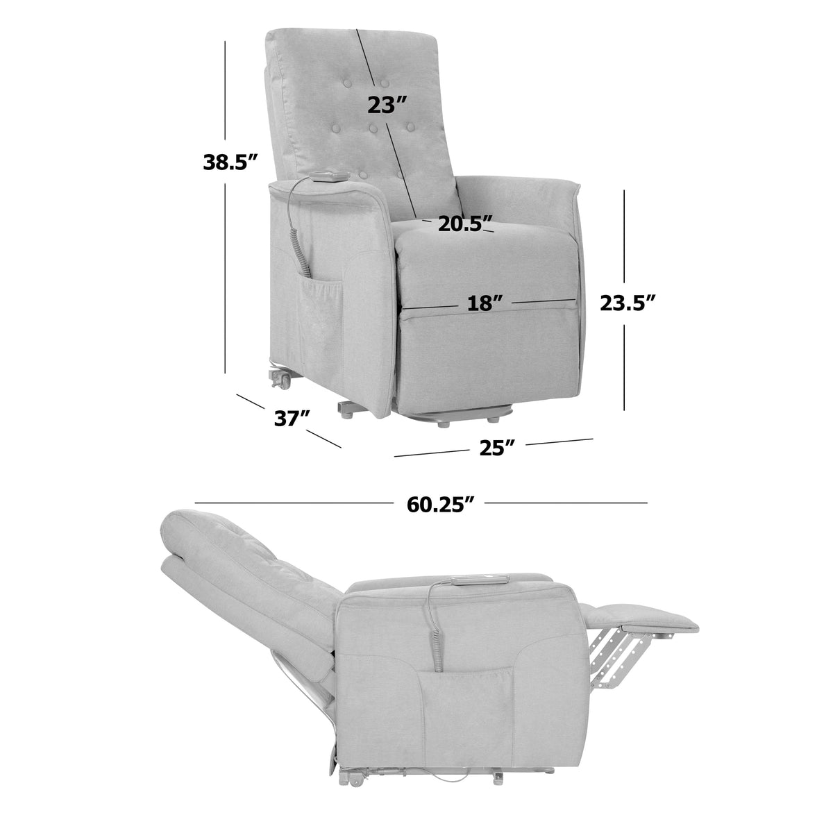 Blue Velour Power Recline and Lift Chair D4697