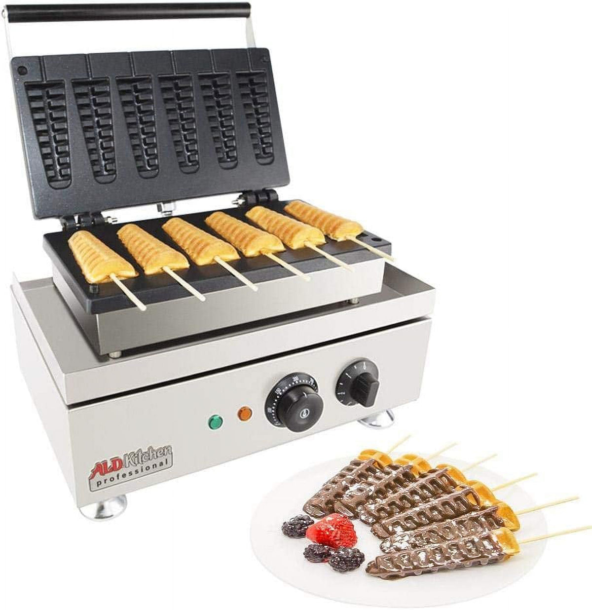 Nonstick Stainless Steel Stick Waffle Maker (6 Small Waffles) A611