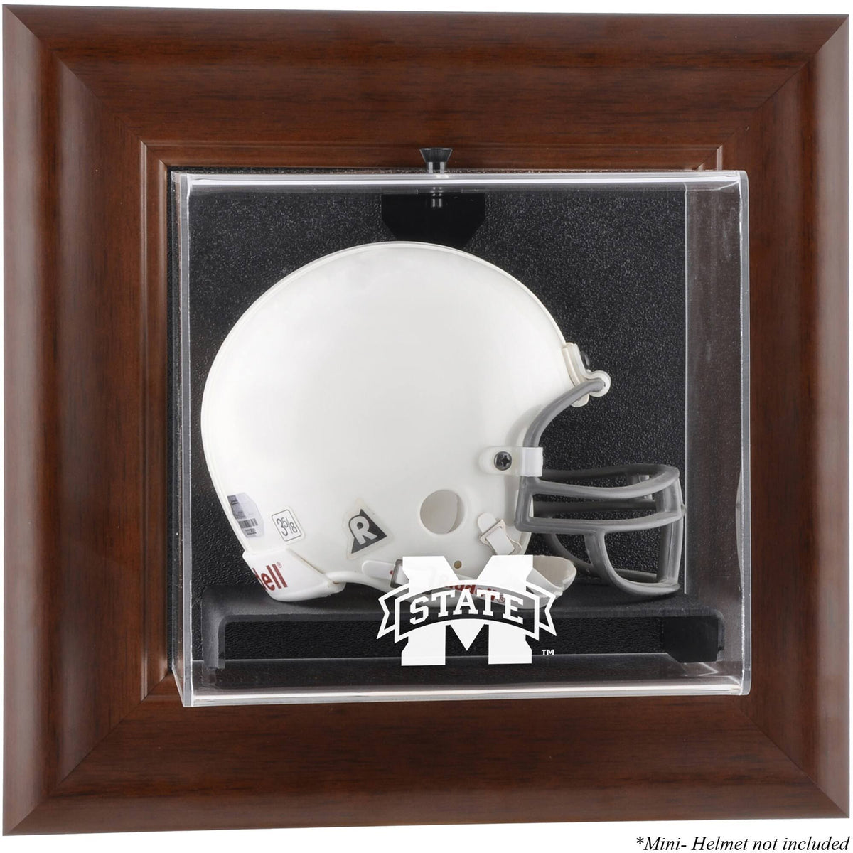Brown Framed Wall-Mountable Mini Helmet Display Case O85814