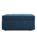 Navy Blue Tufted Fabric Storage Ottoman with Rolling Casters V89161