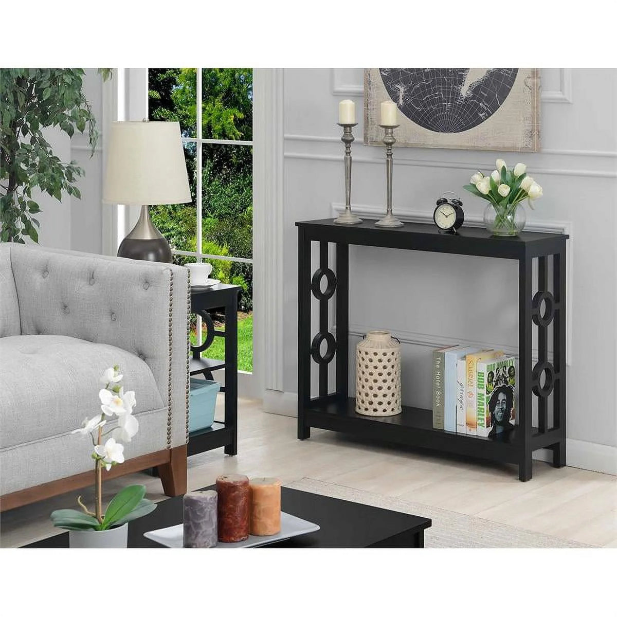 Black Wood Console Table J504