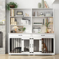 White Home Office Desk with Built-In Dog Crate Y469