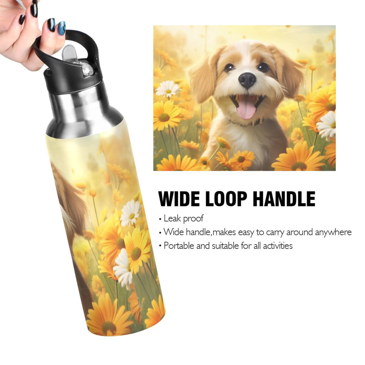20 oz Insulated Stainless Steel Water Bottle with Straw Lid O4098