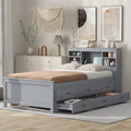 Gray Full Size Bookcase Bed with Trundle and Storage Drawers J5899