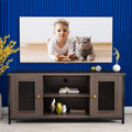 Brown Walnut Entertainment Center Stand with Storage Y2166