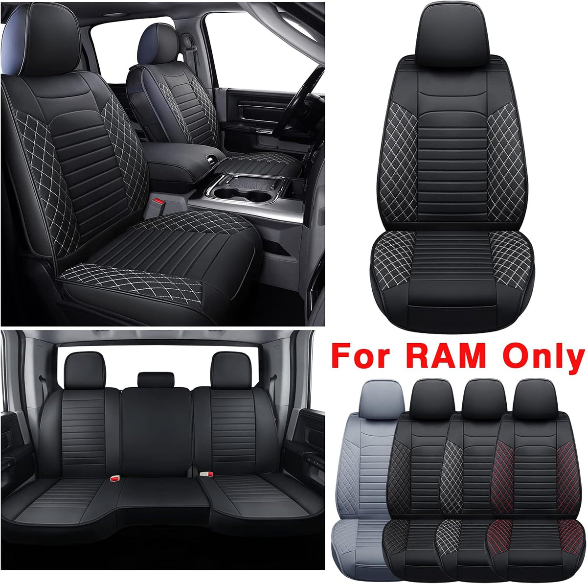 Black Waterproof Faux Leather Front Seat Covers M8598