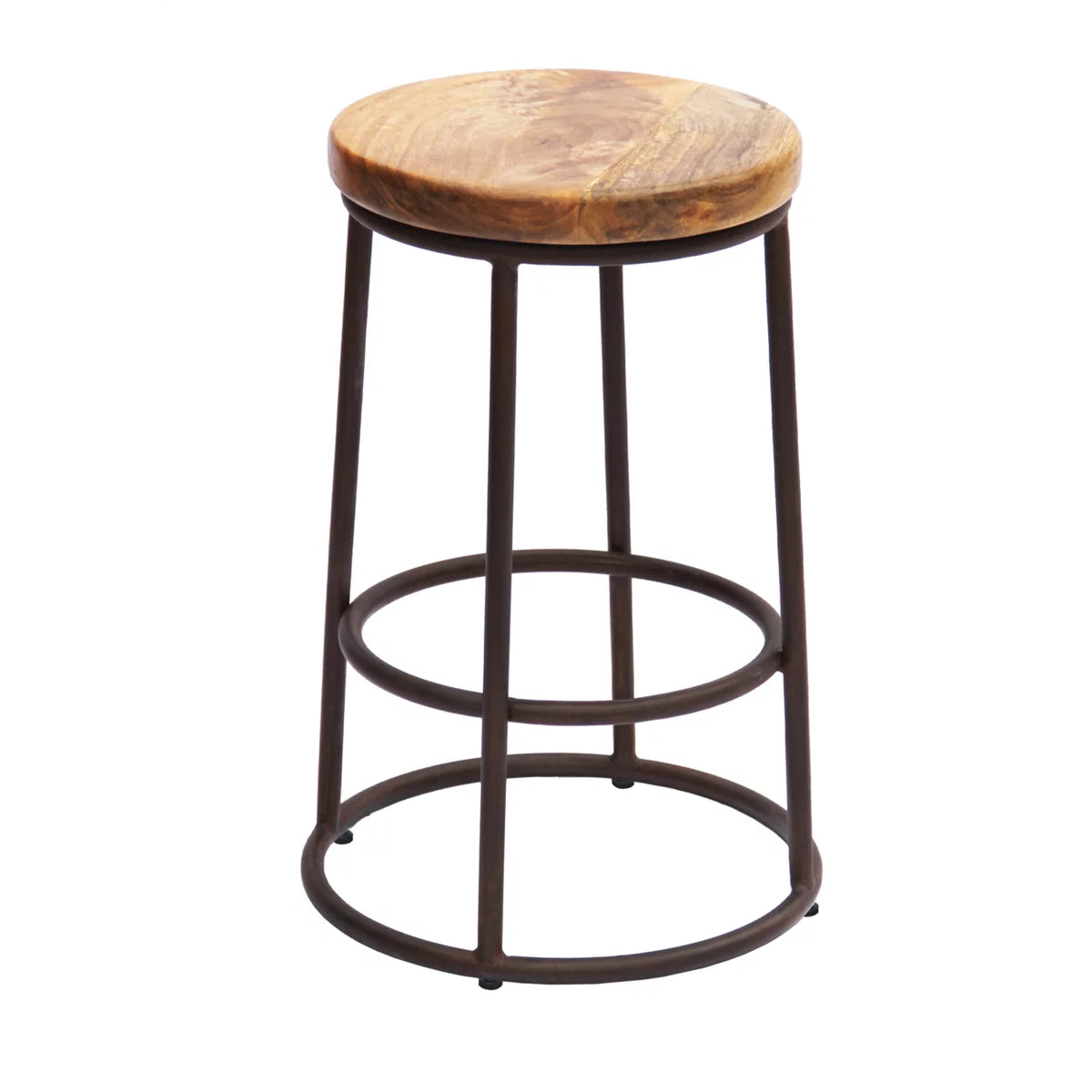24 Inch Mango Wood Iron Base Barstool Z353
