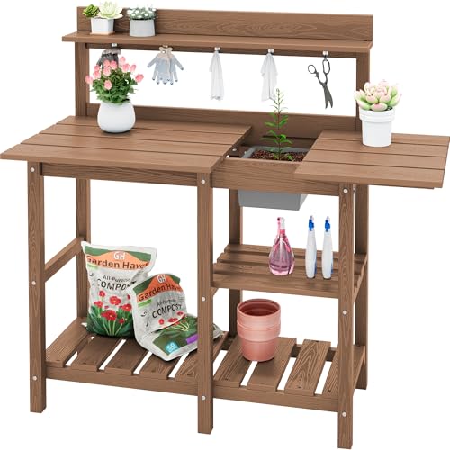 Black HDPE Potting Bench with Sink F154111