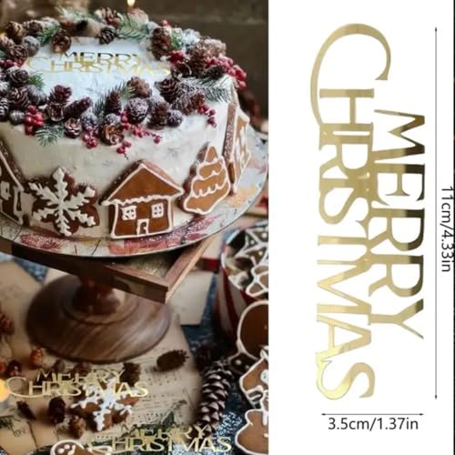 10 Pcs Mirror Gold Merry Christmas Cake Toppers N5106