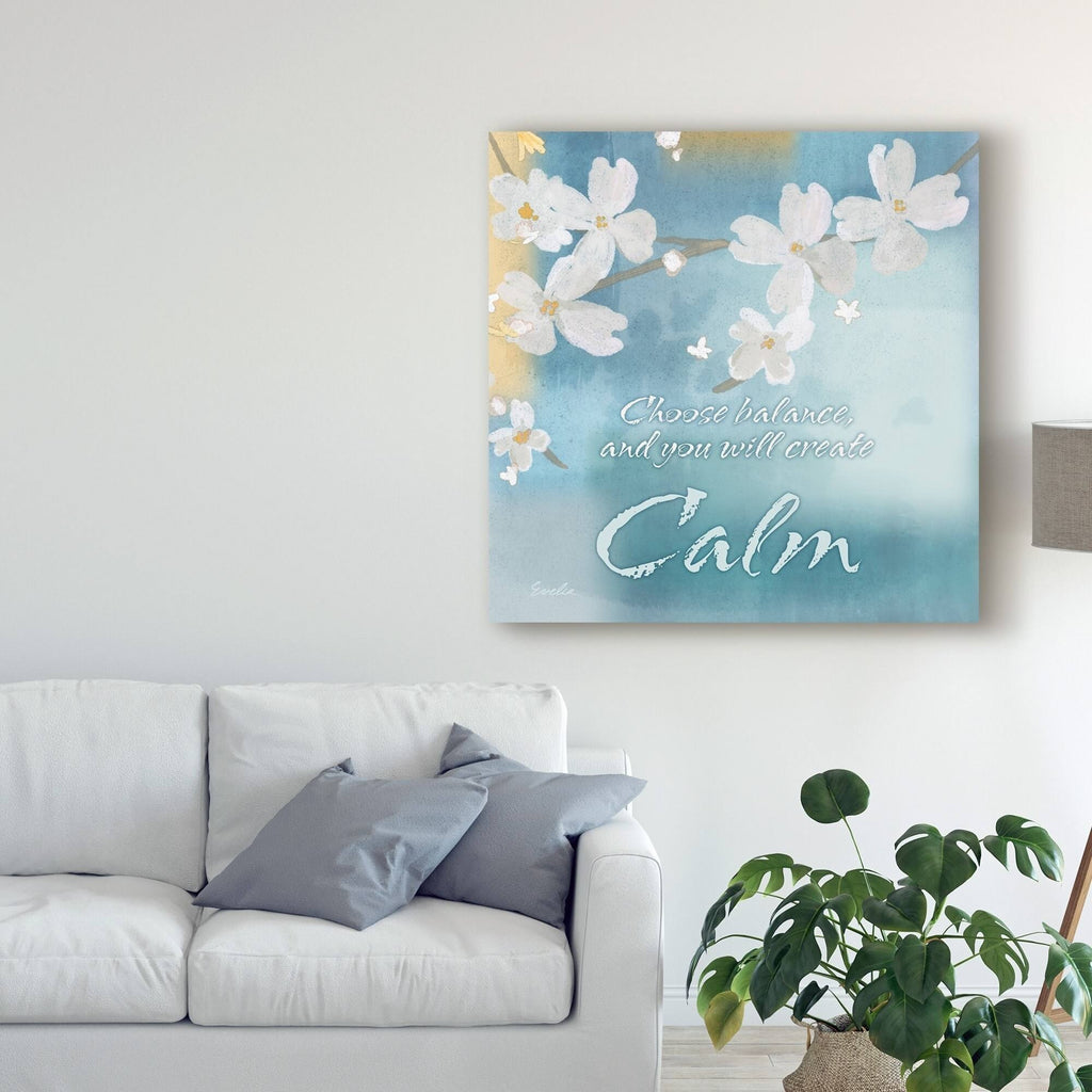 Blue Floral Canvas Art 24x24 N32766