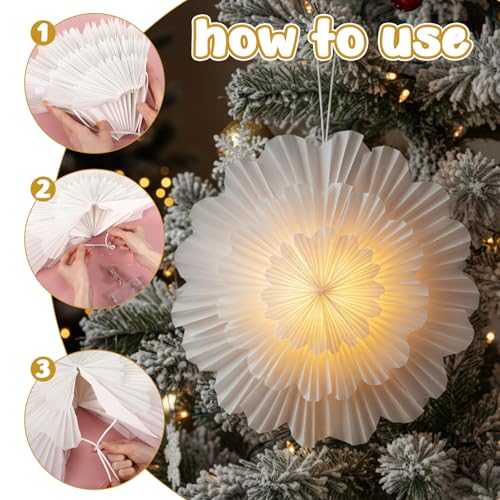 3 Pcs 15.7 Inch Christmas Paper Snowflake Lantern Set K45912
