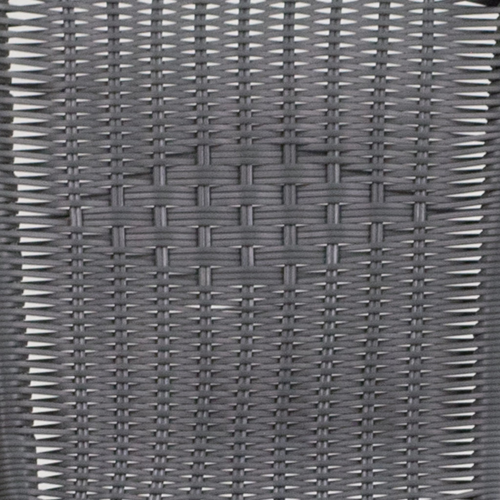 28'' Square Glass Metal Table with 2 Gray Rattan Stack Chairs X81433