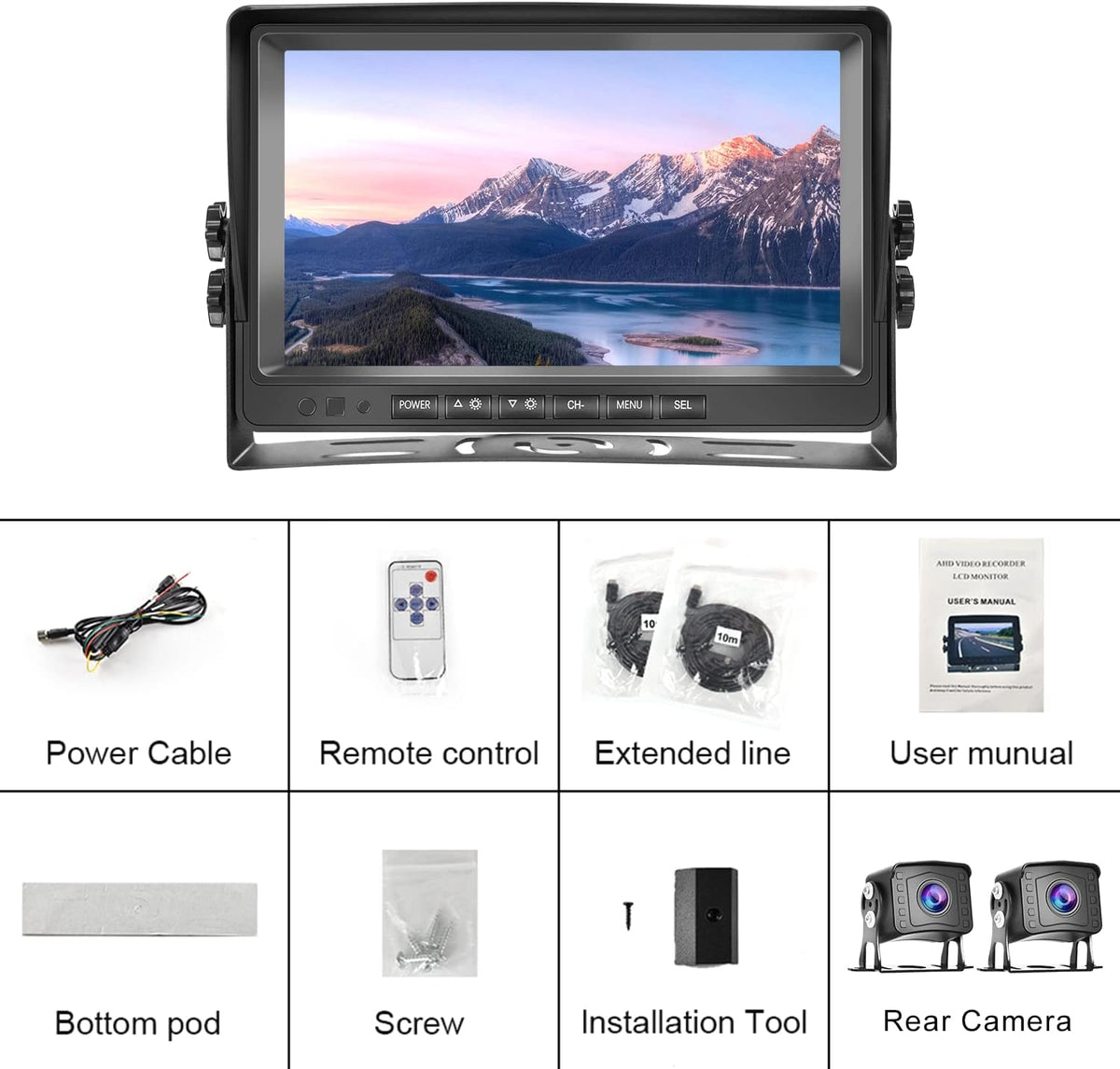 9 inch AHD 1080P Wired Backup Camera with Monitor Kit X26102