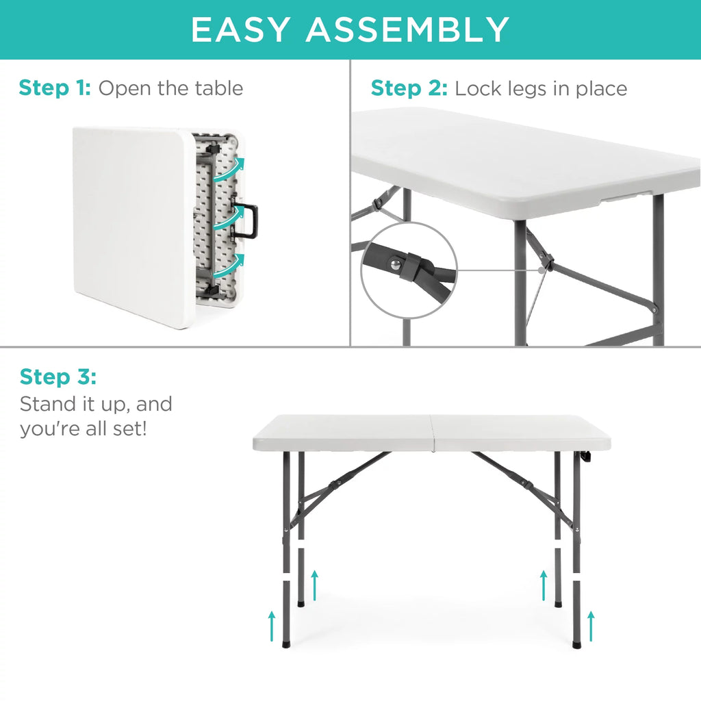 4ft White Plastic Folding Table Q81705