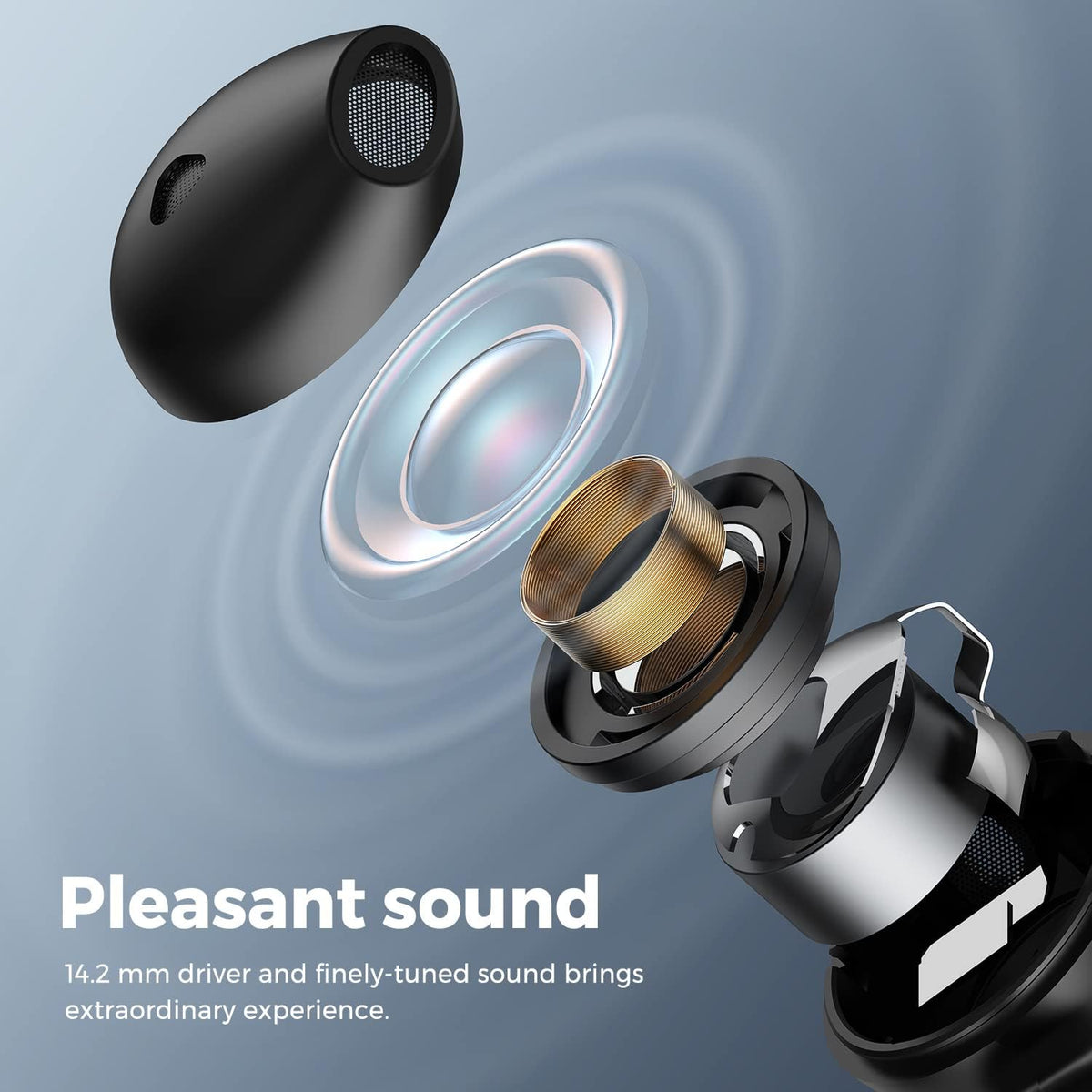Wireless Earbuds with 14.2mm Driver, Bluetooth V5.2, Four Mic, 17.5 Hrs D528264