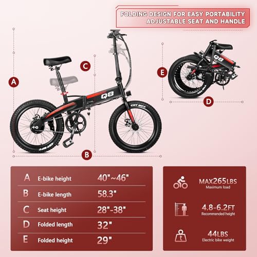 Folding Electric Bike with 576WH Removable Battery, 500W Motor, 20MPH G806231