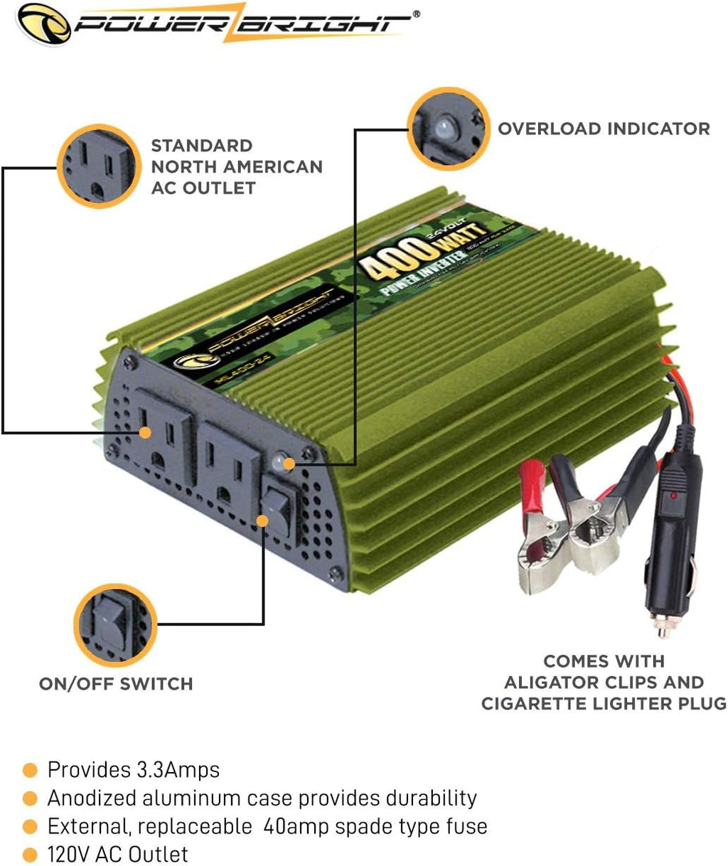 400 Watt 24V Modified Sine Wave Power Inverter with Dual 110V AC Outlets H8009