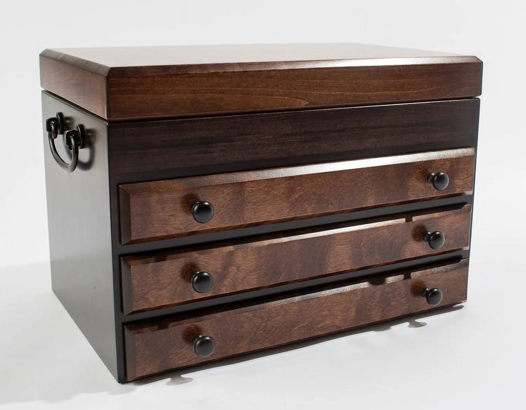 Birch Three-Drawer Jewel Chest Soft-Suede Linings Y34887