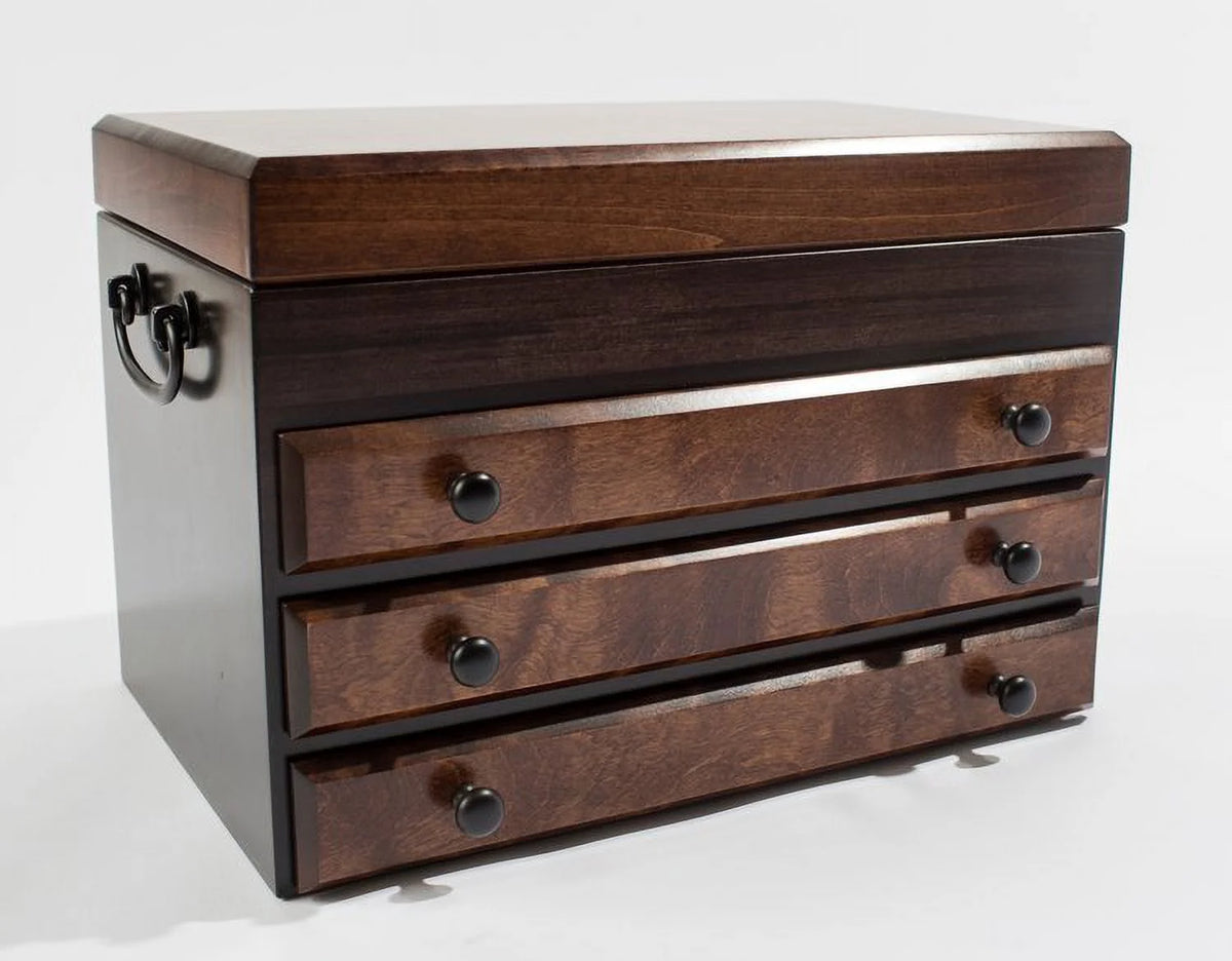 Birch Three-Drawer Jewel Chest Soft-Suede Linings Y34887