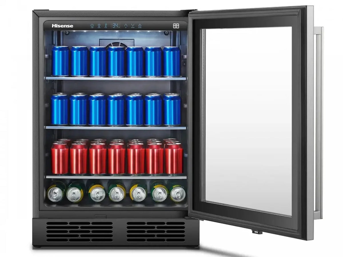 140-Can 5.4 CU. FT. Freestanding Stainless Steel Beverage Cooler E78844