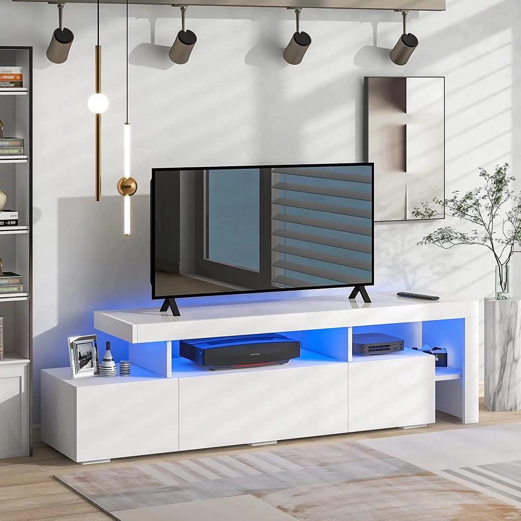 White High Gloss LED TV Stand with Shelf B408472