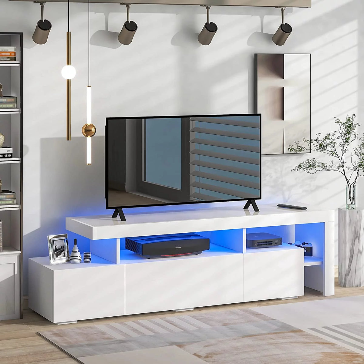 White High Gloss LED TV Stand with Shelf B408472
