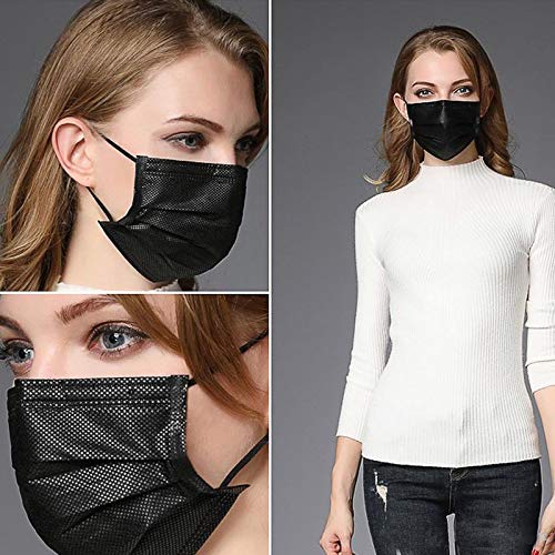 100PCS 3 Ply Black Disposable Face Mask P3972