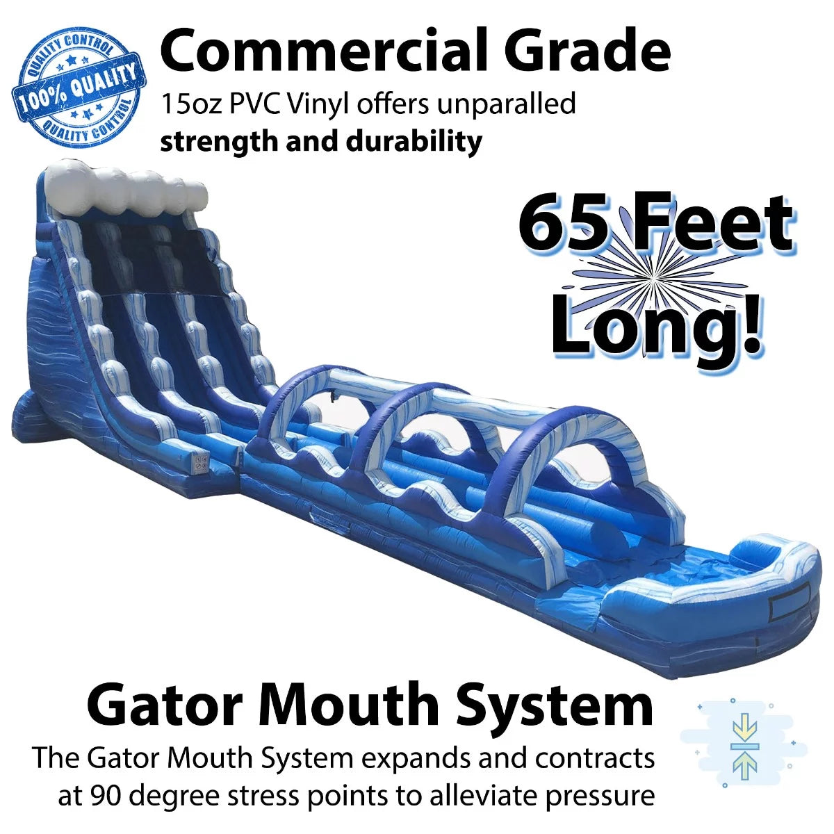 65' Commercial Inflatable Water Slide Blue Marble with Blower X862