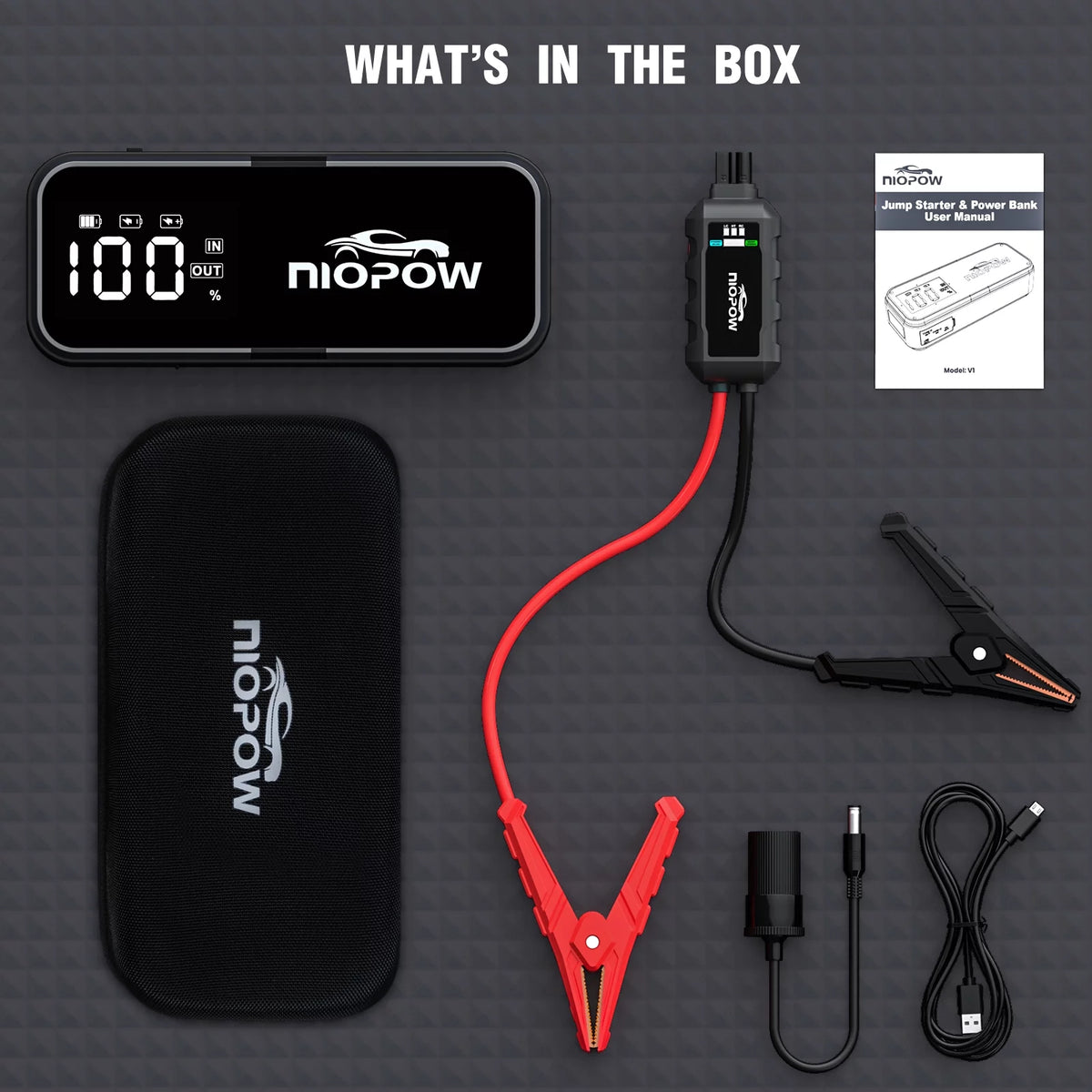 5000A 12V Portable Lithium Jump Starter with 3.3 Display and LED Light W327