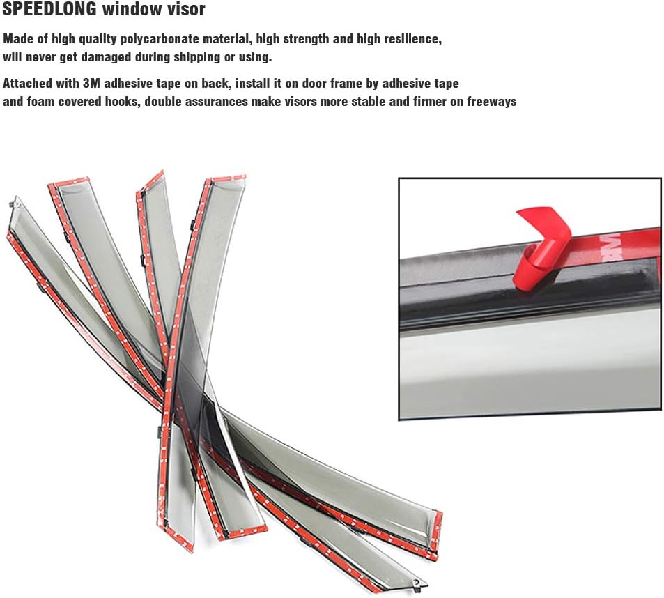 Car Window Visor Vent Shade Deflector Sun Rain Guards S53138