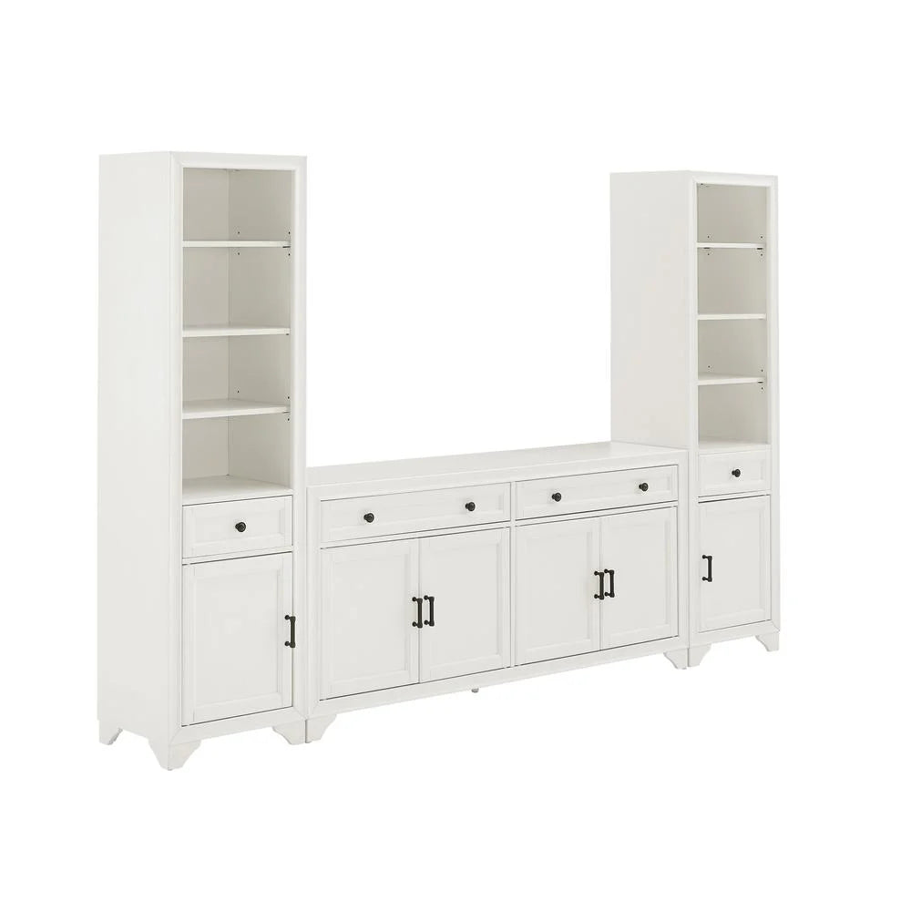 White 3PC Entertainment Center and Bookcases N7050