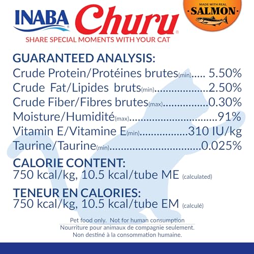 Salmon Creamy Cat Treats with Green Tea Extract & Taurine, 0.5 oz, 60 Tubes W4697
