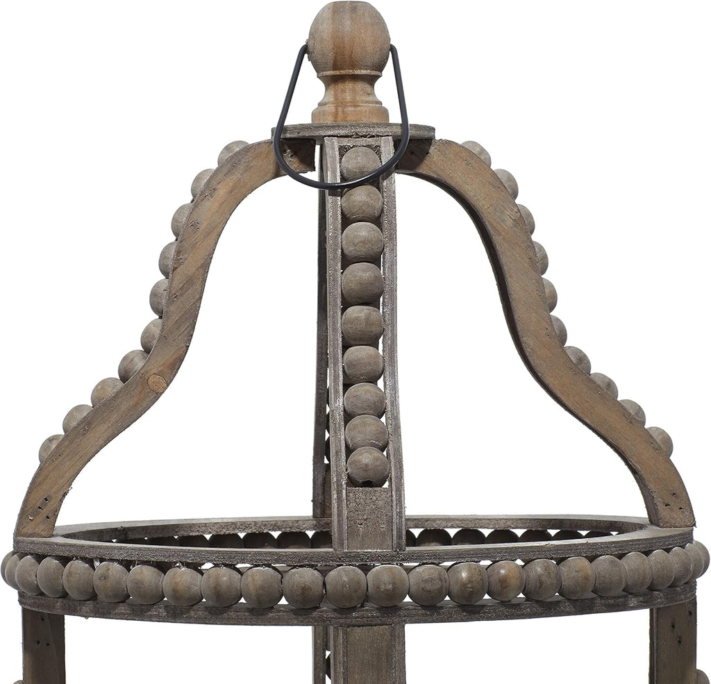 Rustic Wood and Glass Candle Lantern, 10W x 29H, Brown Z753