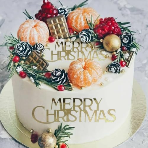 10 Pcs Mirror Gold Merry Christmas Cake Toppers N5106