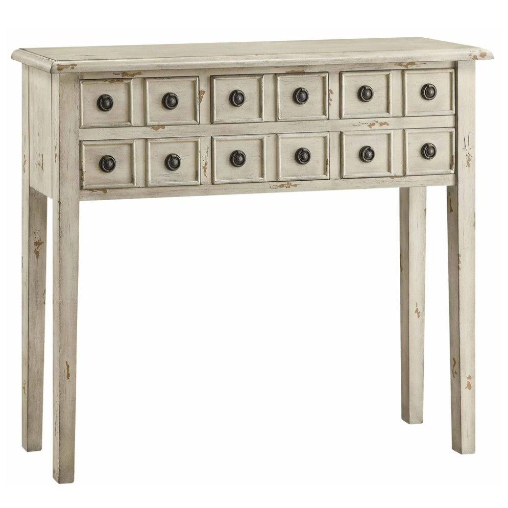 Antique White 6-Drawer Console R3511