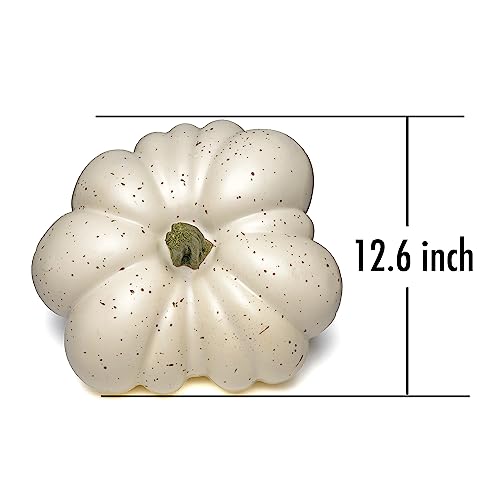 Large Artificial Pumpkin 12.6inch White Speckles J865381