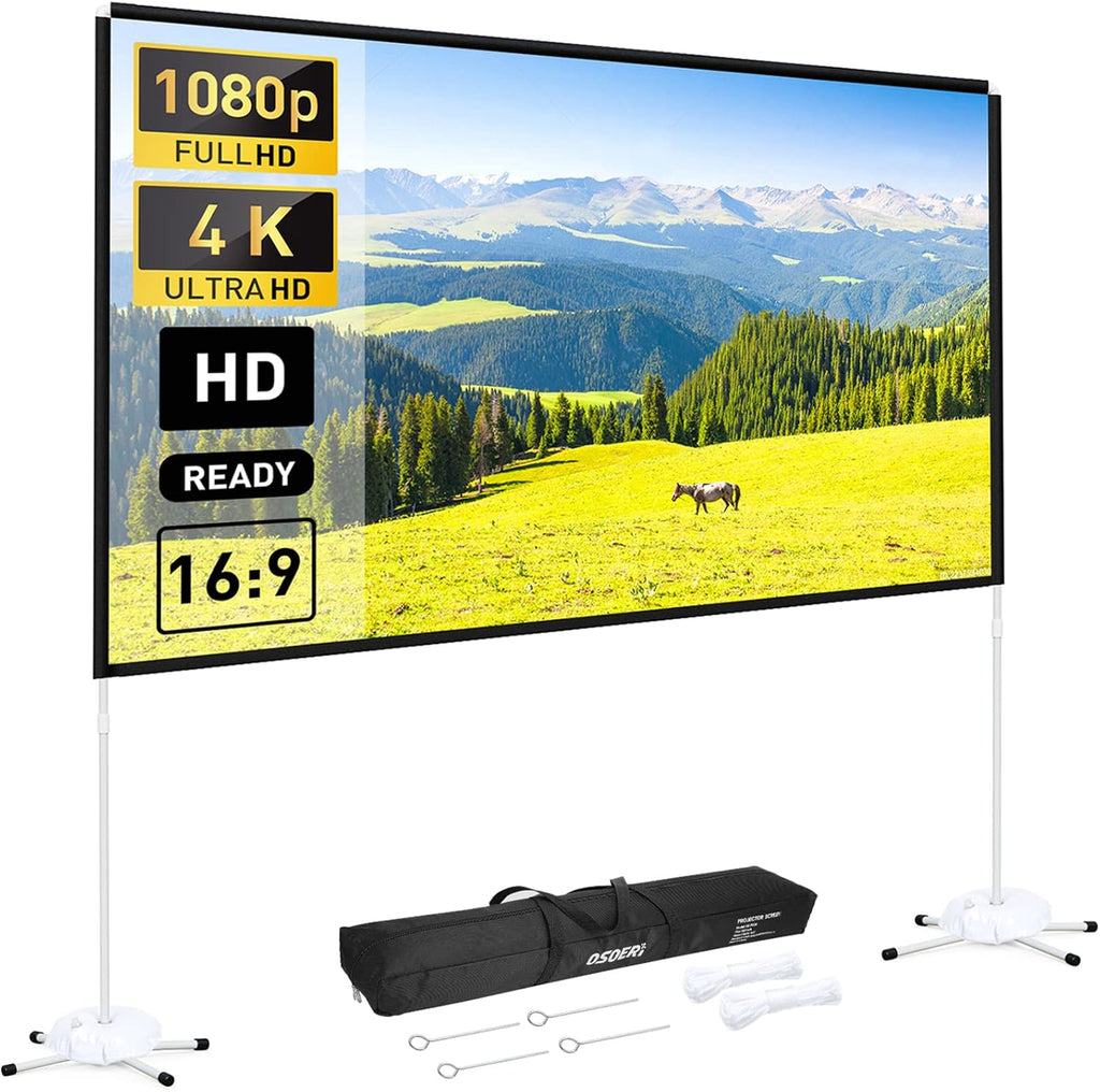 120 inch 16:9 4K Portable Projector Screen with Stand and Carry Bag S707711