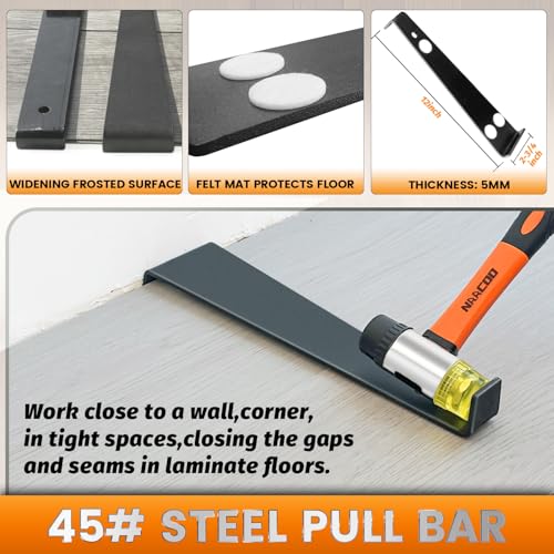 Tapping Block for Vinyl Plank Flooring with Notches, Pull Bar, 40Pcs Floor Spacers, Rubber Mallet P4448