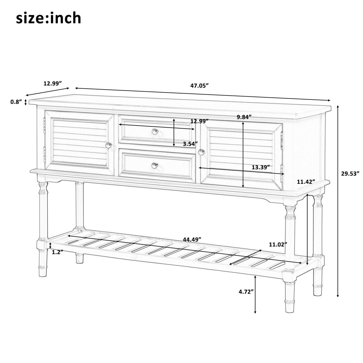 Light Green Console Table with 2 Drawers Y1777