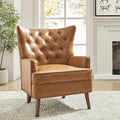 Faux Leather Upholstered Accent Chair with Solid Wood Legs O560