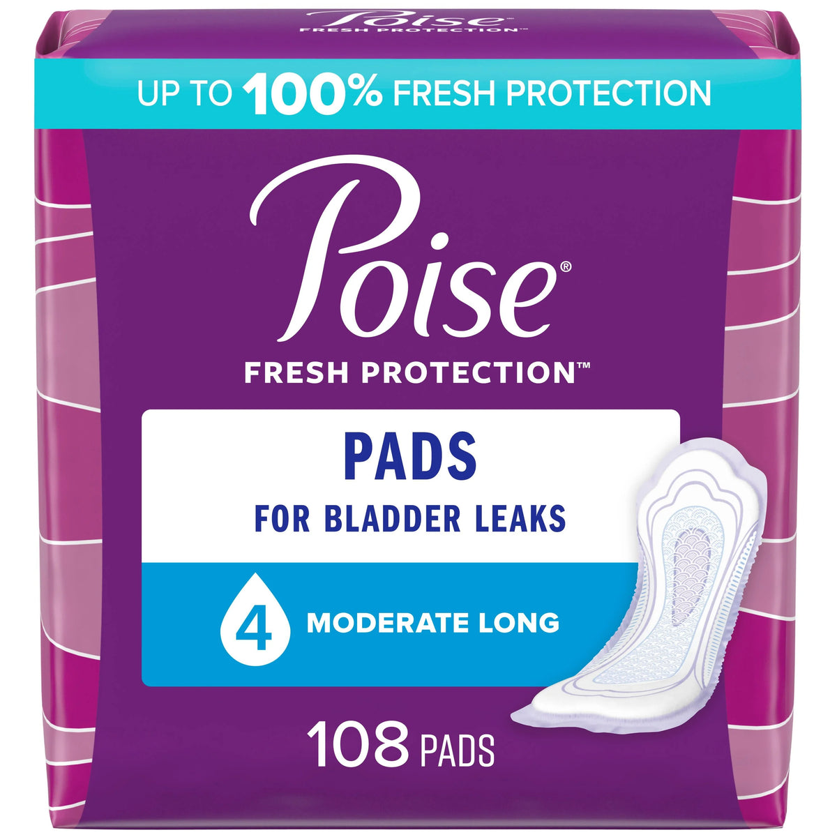 Incontinence Pads, 4 Drop, Long, 84Ct B515712