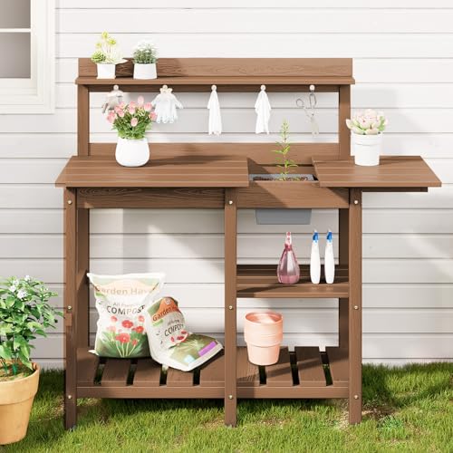 Black HDPE Potting Bench with Sink F154111